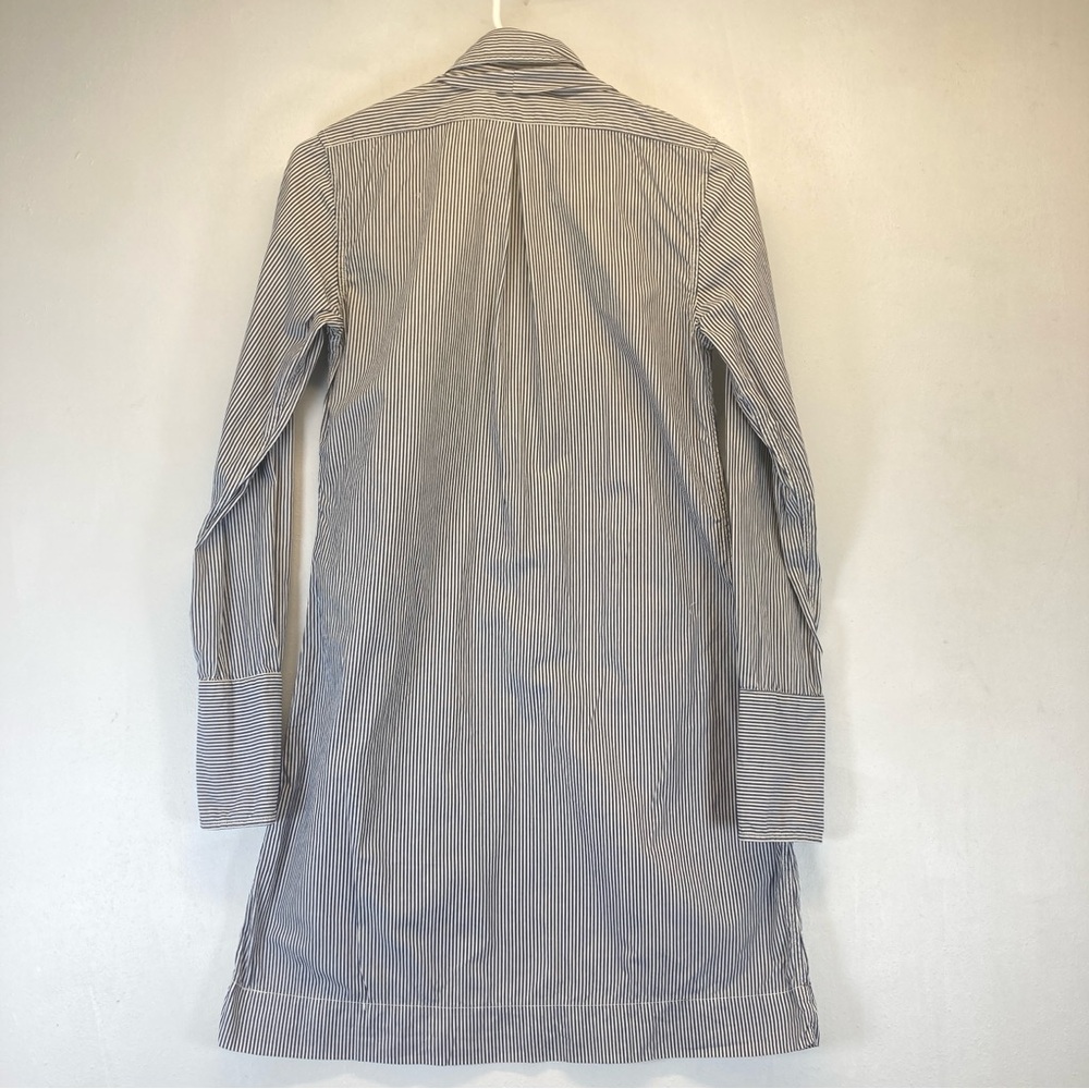 Nili Lotan Shirt Dress Blue White Striped Button Down Front XS long Sleeve - Picture 15 of 16